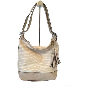 Coach Legacy Zebra Print Duffle Light Sand Convertible Crossbody Bag